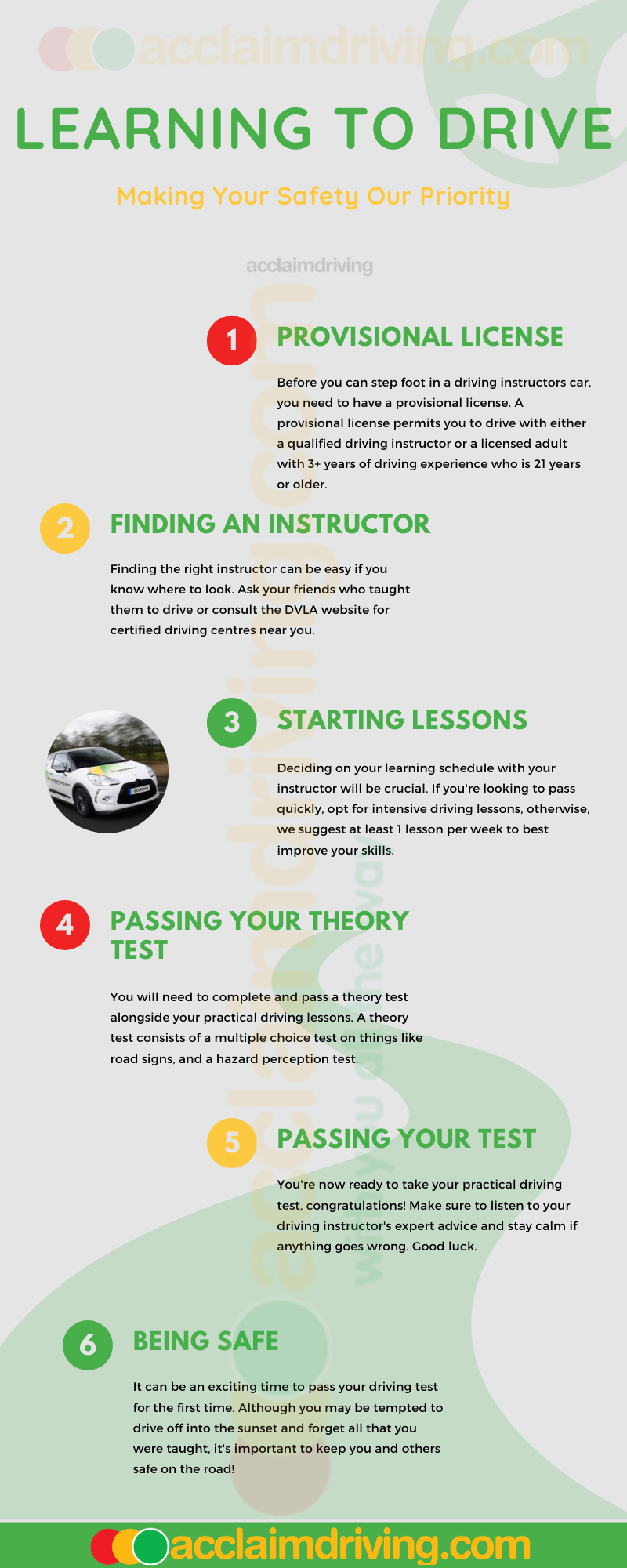 Acclaim Driving infographic for learning to drive